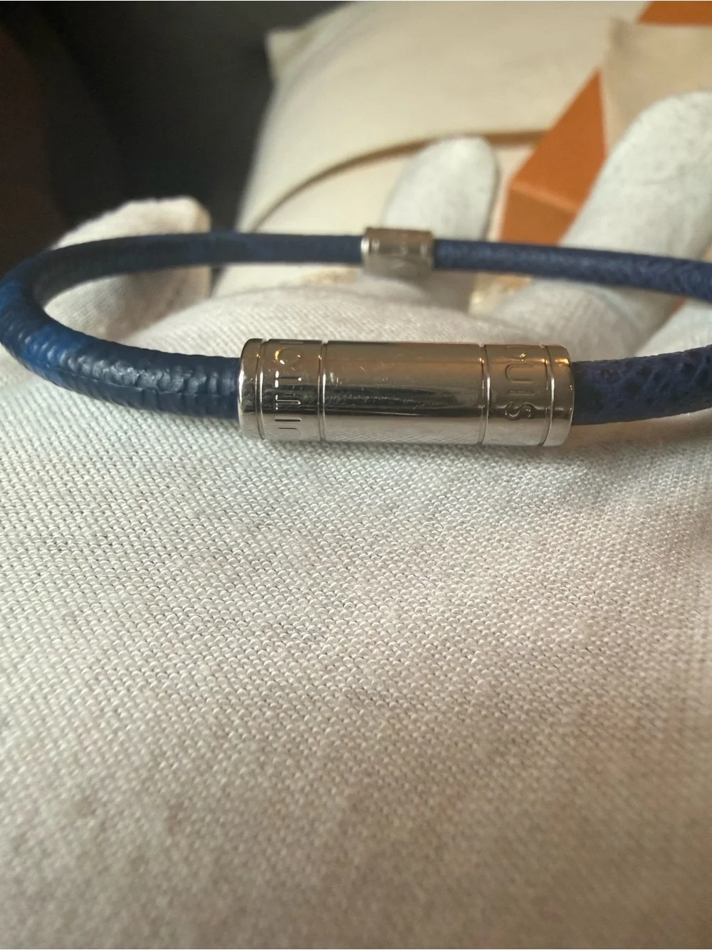 🔥Louis VuittonTaigarama Split Bracelet 21 Blue Silver Hardware🔥